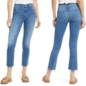 Mother mid rise dazzler ankle fray